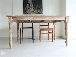 オールドチーク無垢材 ダイニングテーブルLW 食卓テーブル 机 古材家具 無垢材テーブル ナチュラルホワイト 150×88.5cm