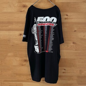 【INDYCAR】メキシコ製 インディ500 ロゴ プリント レーシング Tシャツ バックプリント 袖プリント  XL ビッグサイズ US古着