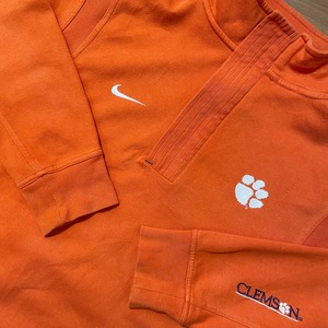 【NIKE】カレッジ クレムソン大学 CLEMSON UNIVERSITY ハーフジップ スウェット プルオーバー スウッシュ 刺繍ロゴ M ビッグサイズ ナイキ US古着