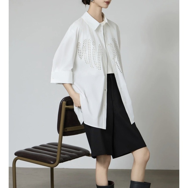 Cutwork dot pattern shirt C1494