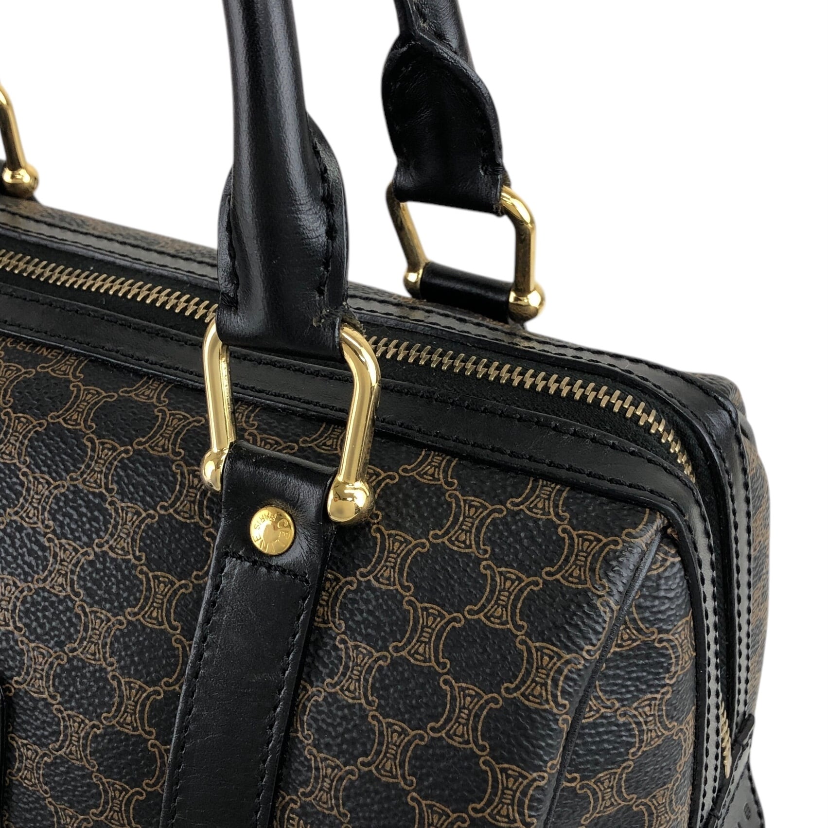 CELINE セリーヌ マカダム ショルダーバッグ ブラック ブラゾン型押し