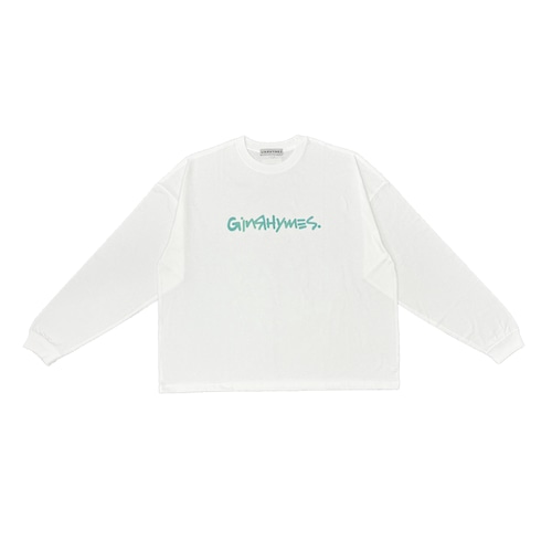 GINRHYMES/"ORIGINAL LOGO PRINT"LONG SLEEVES TEE/WHITE×GREEN