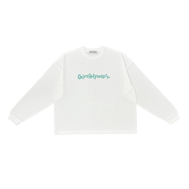 GINRHYMES/"ORIGINAL LOGO PRINT"LONG SLEEVES TEE/WHITE×GREEN