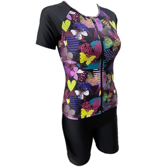 WV-425412 npフィットネス水着 そで付きセパレート 上下セット 総裏地