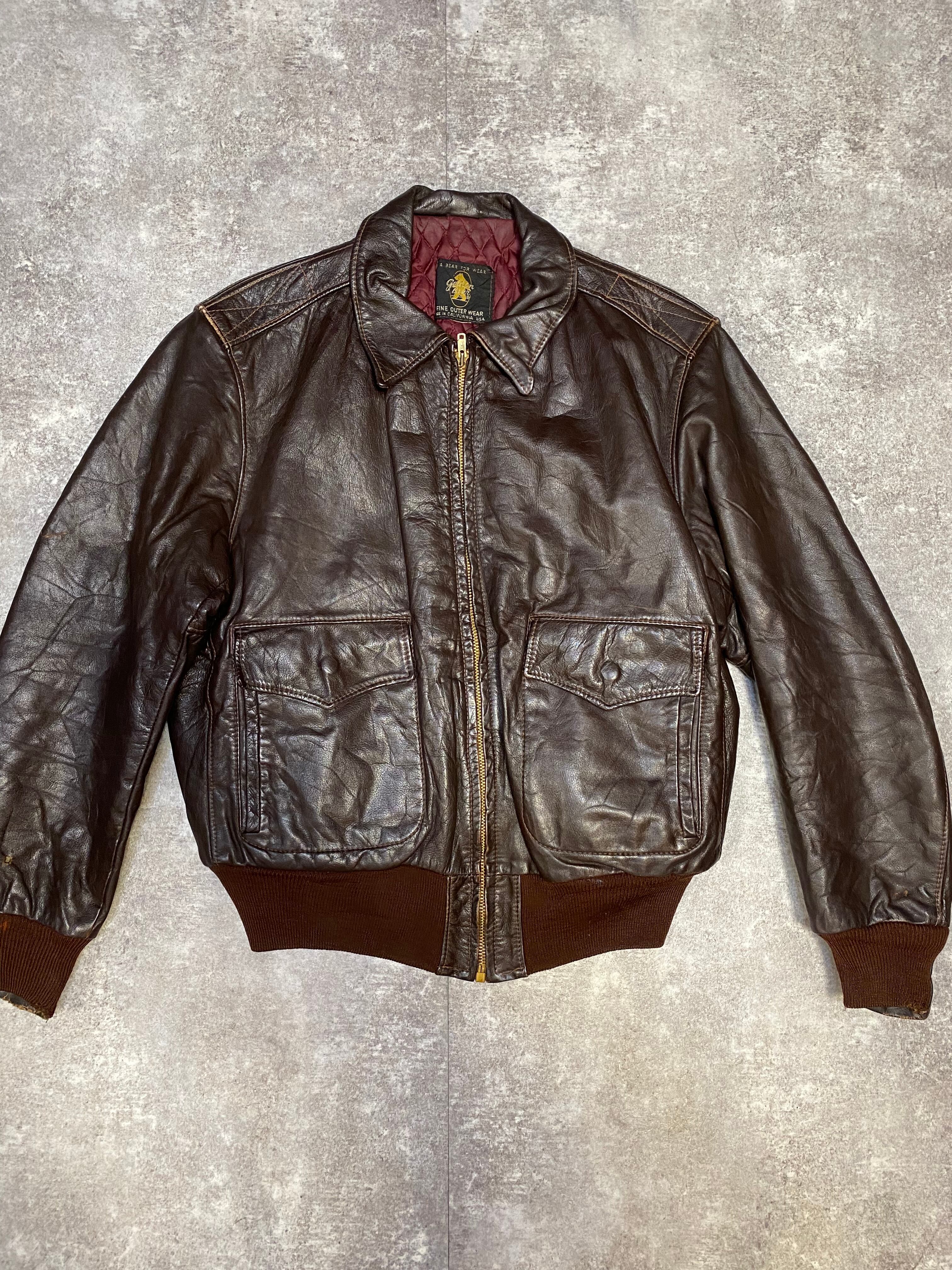 70s GOLDEN BEAR A-2 リプロダクト made in USA レザージャケット