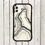受注生産 iPhoneケース 白黒の線画マーブル｜マーブルアート PABS093B