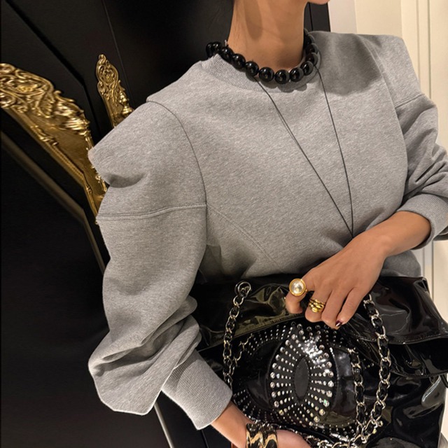 パワーショルダー ストラクチャートップス〈ブラック / ホワイト / グレー〉　   a479