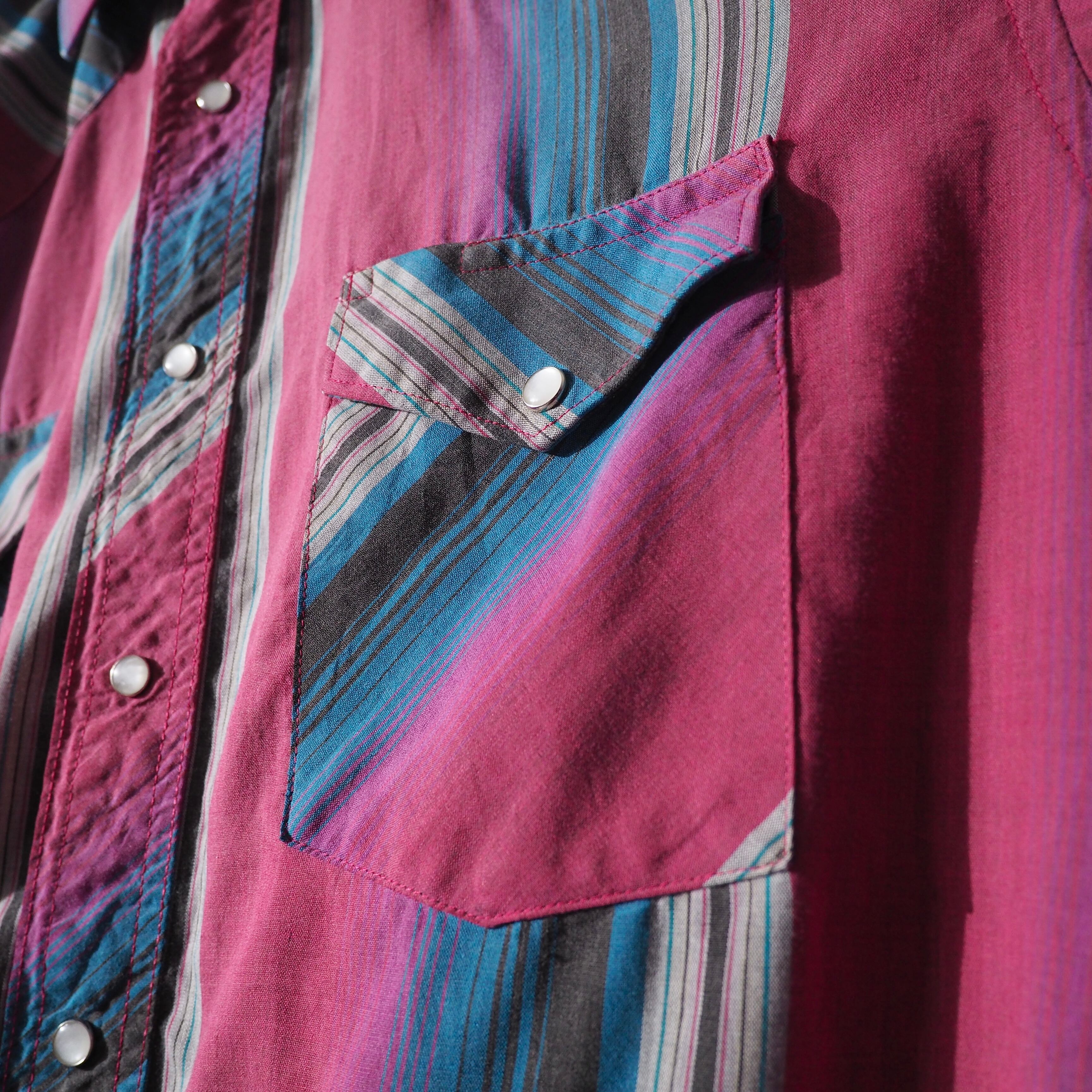 ” Old Wrangler ” Beautiful Bewitching Stripe Pattern Vintage Loose Western Shirt