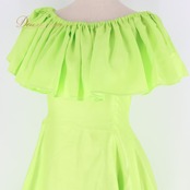 フラダンス 衣装 ワンピース ドレス グリーン系 黄緑 ワンカラー 2WAY キャミソールドレス 無地 シンプル かわいい 華やか 鮮やか 明るい きれい 爽やか ハワイアン アロハ フラ ダンス レッスン 練習 フリル 半袖風 キャミワンピース 黄緑系