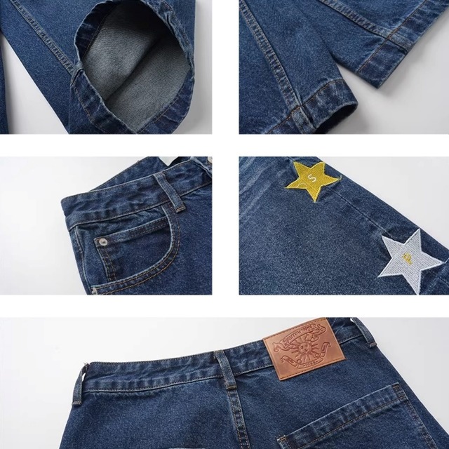 スターモチーフワイドフォルムカーブデニムパンツ 1col   R02096