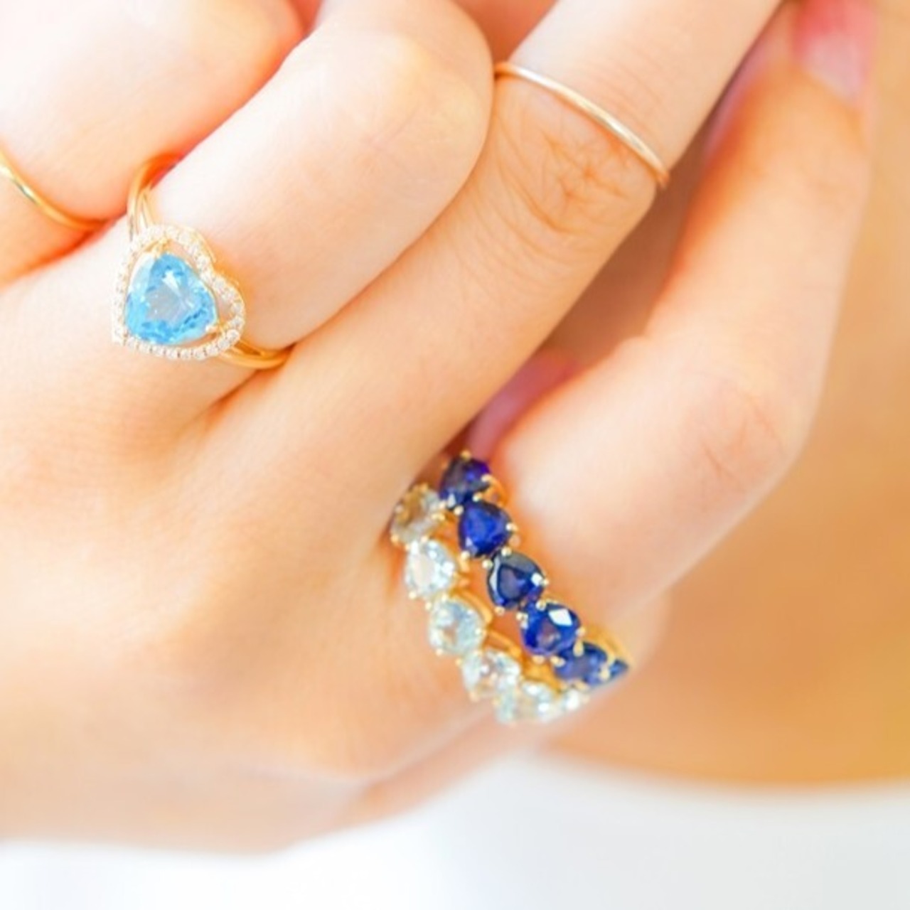 【K18 / 12号】サファイア ハート連 リング