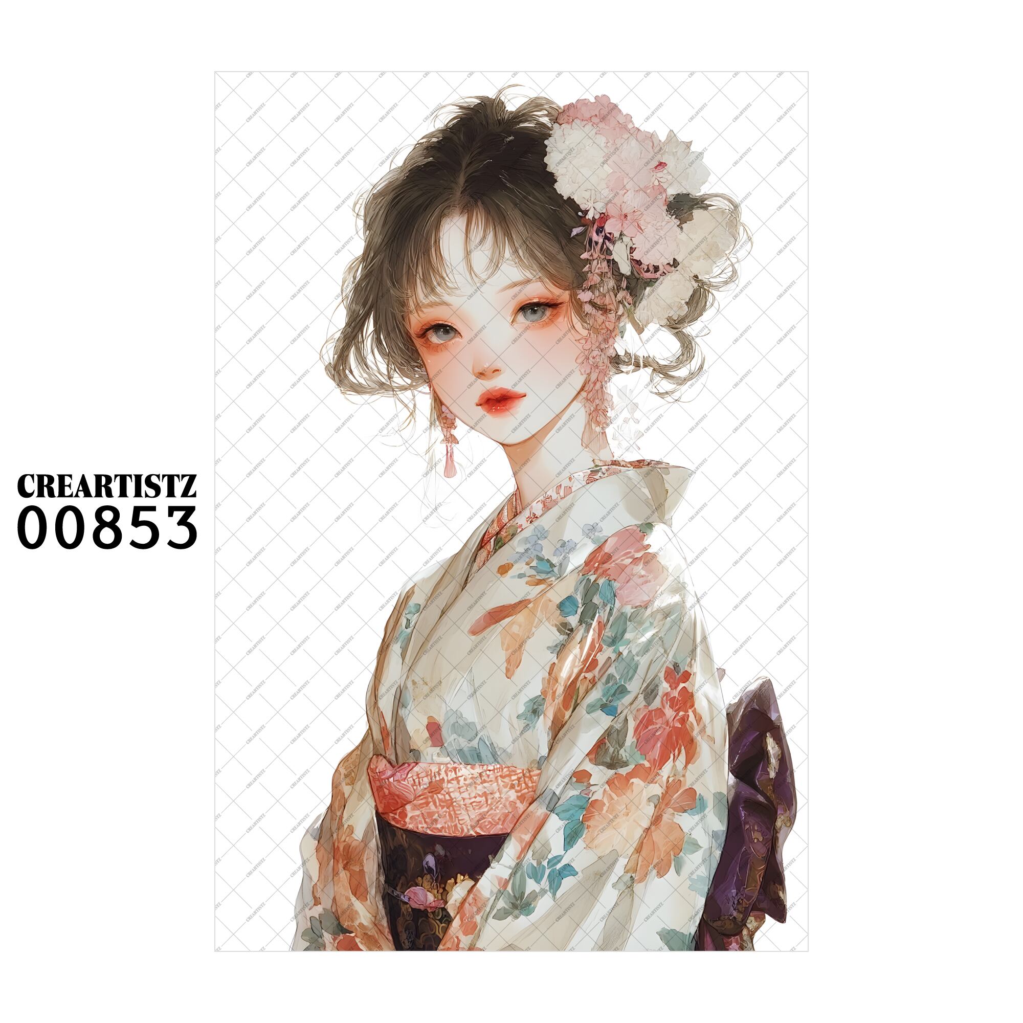 00853 ガール キュート オリジナル ペーパー/ステッカー 4枚セット CREARTISTZ