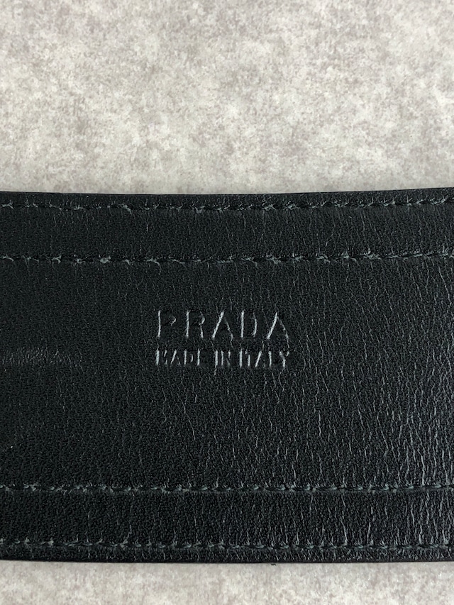 PRADA プラダ ベルト ブラック ロゴ レザー メタルバックル vintage ヴィンテージ オールド mverzc