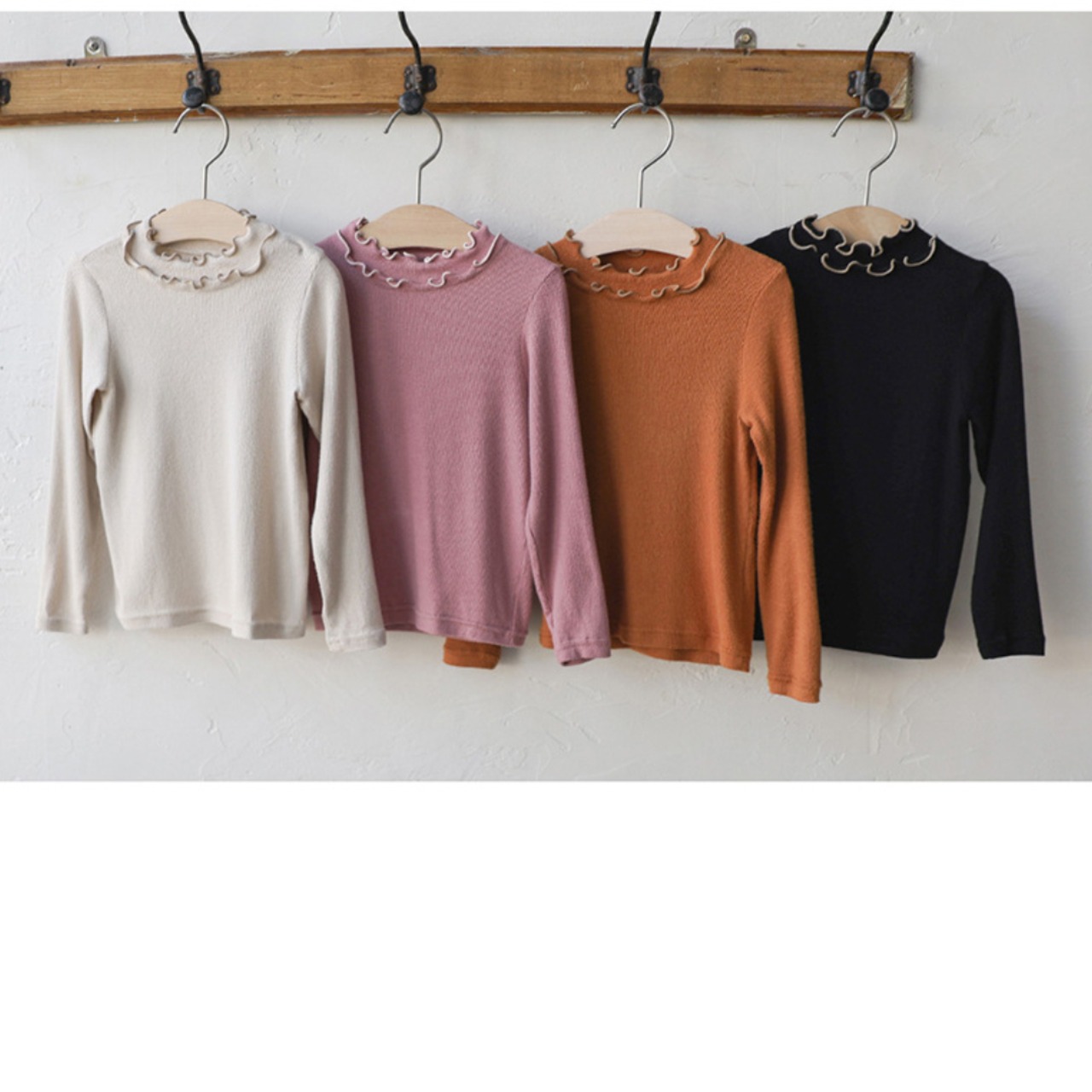 春フリルストレッチトップス４色