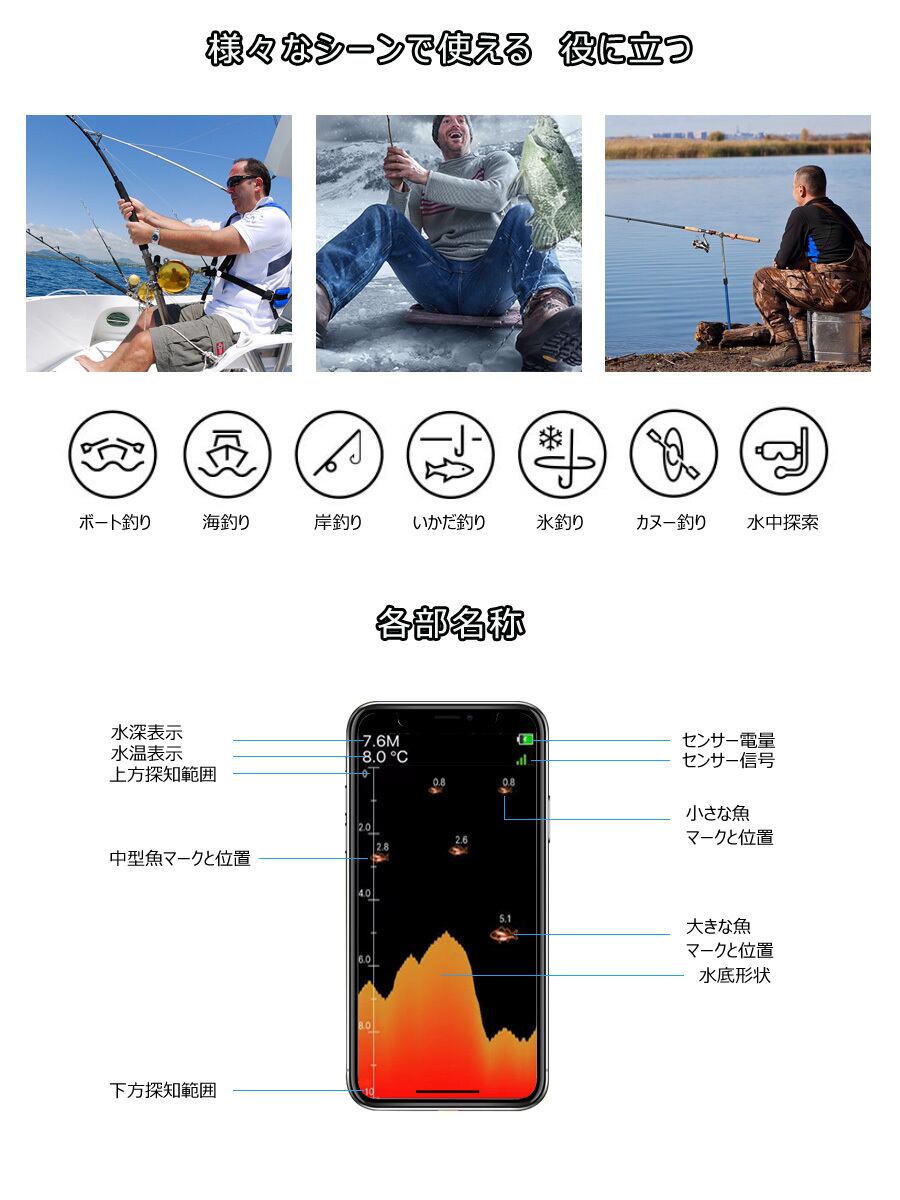 Deeper Pro(ディーパープロ) ワイヤレススマート魚群探知機 スマホ魚探