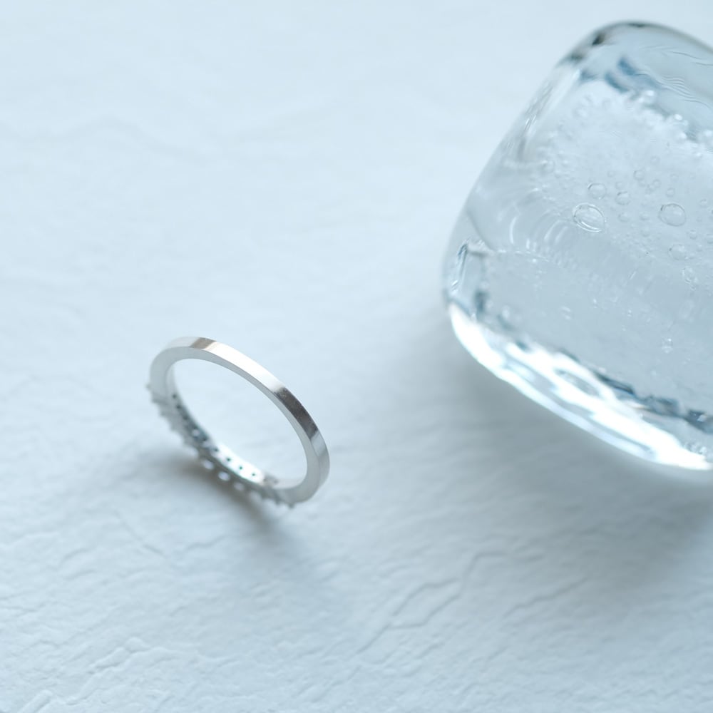 ブラック サファイア パヴェ 細身 リング シルバー925 | クラウド