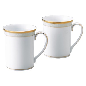 【在庫処分】Noritake ノリタケ マグカップ ( ペアセット ) 310cc ハンプシャーゴールド 2個 ファインポーセレン P91332/4335
