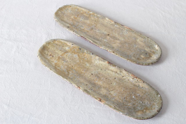 【春萌窯】黄瀬戸たたら皿　長皿　A・B