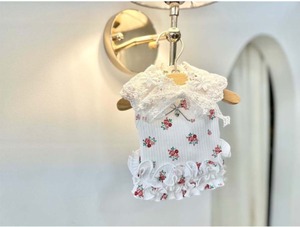 予約  【pecoramou select】 Rose Frill T-Shirt（Ivory）