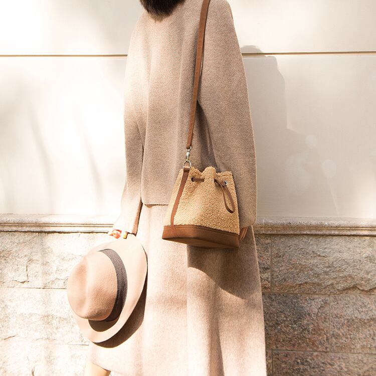 全8色 ボアx帆布 ミニショルダーバッグ Sサイズ モコモコ可愛い