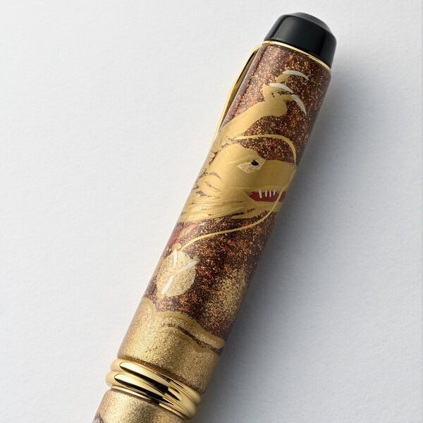 限定品】呉竹(くれ竹)万年毛筆 夢銀河 輪島塗 昇龍 本漆 蒔絵 日本製