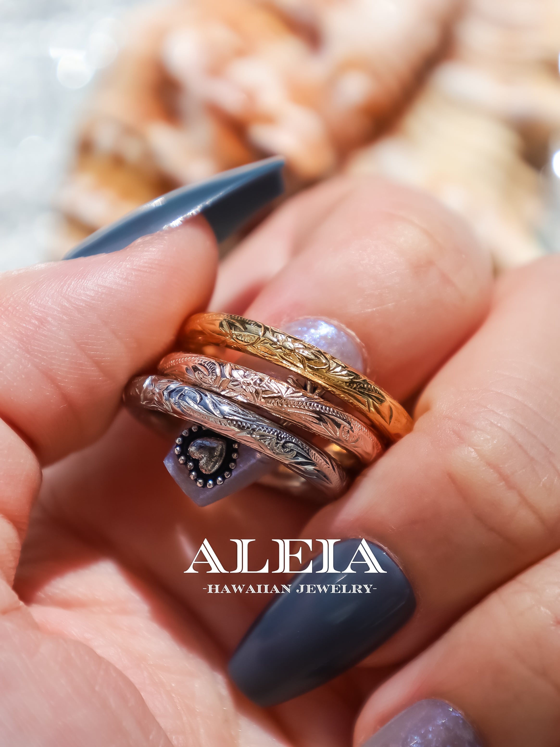 刻印可能》ぷっくりハワイアンリング [316L] ハワイアンジュエリー