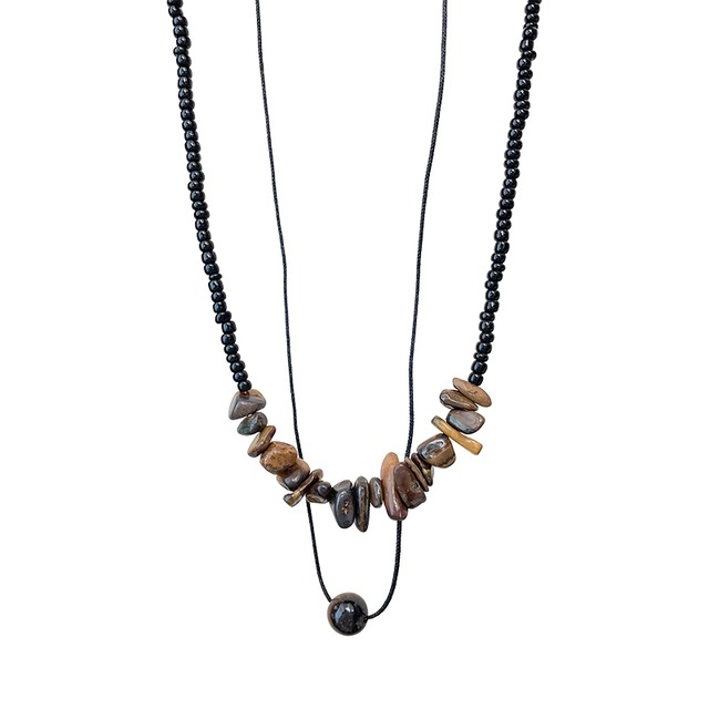 Shii天然石ビーズ重ねネックレス