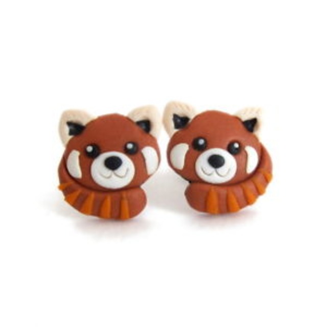 【送料無料】パンダイヤリングlesser red panda bear cat animal zoo girls funny handmade cute earrings jewelry