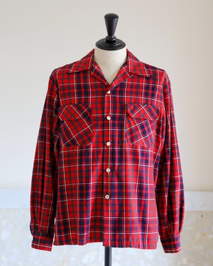 【逸品】50s McGREGOR special Vintage Open Collar Shirts  big size made in USA  ／ 50年代 マクレガー スペシャル ヴィンテージ  オープンカラー シャツ ビッグサイズ サイズM表記 実寸L程度  アメリカ製 レッド