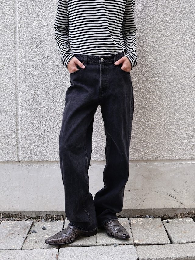 tapered black denim pants