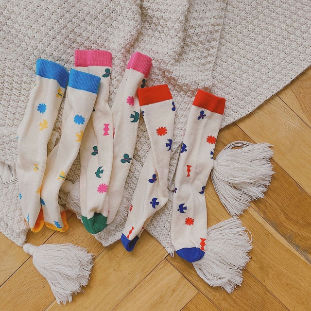 【即納】踵なし北欧風 デザイン靴下 全3色