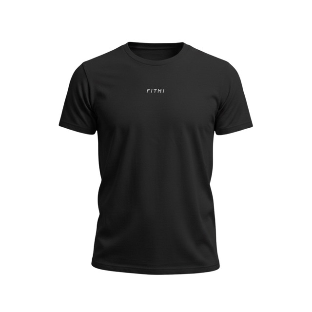 FITMI Relaxed FIT ステッチロゴクルーネックTシャツ 【ブラック・メンズ】