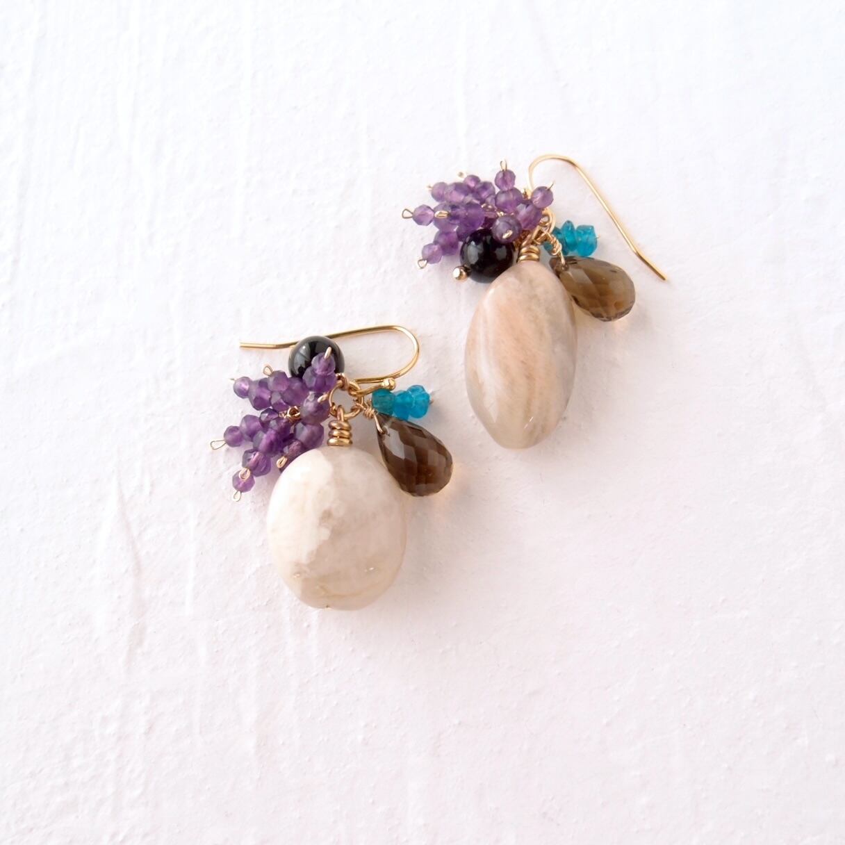 Moonstone × Amethyst Earrings/ムーンストーン×アメジスト フリンジピアス