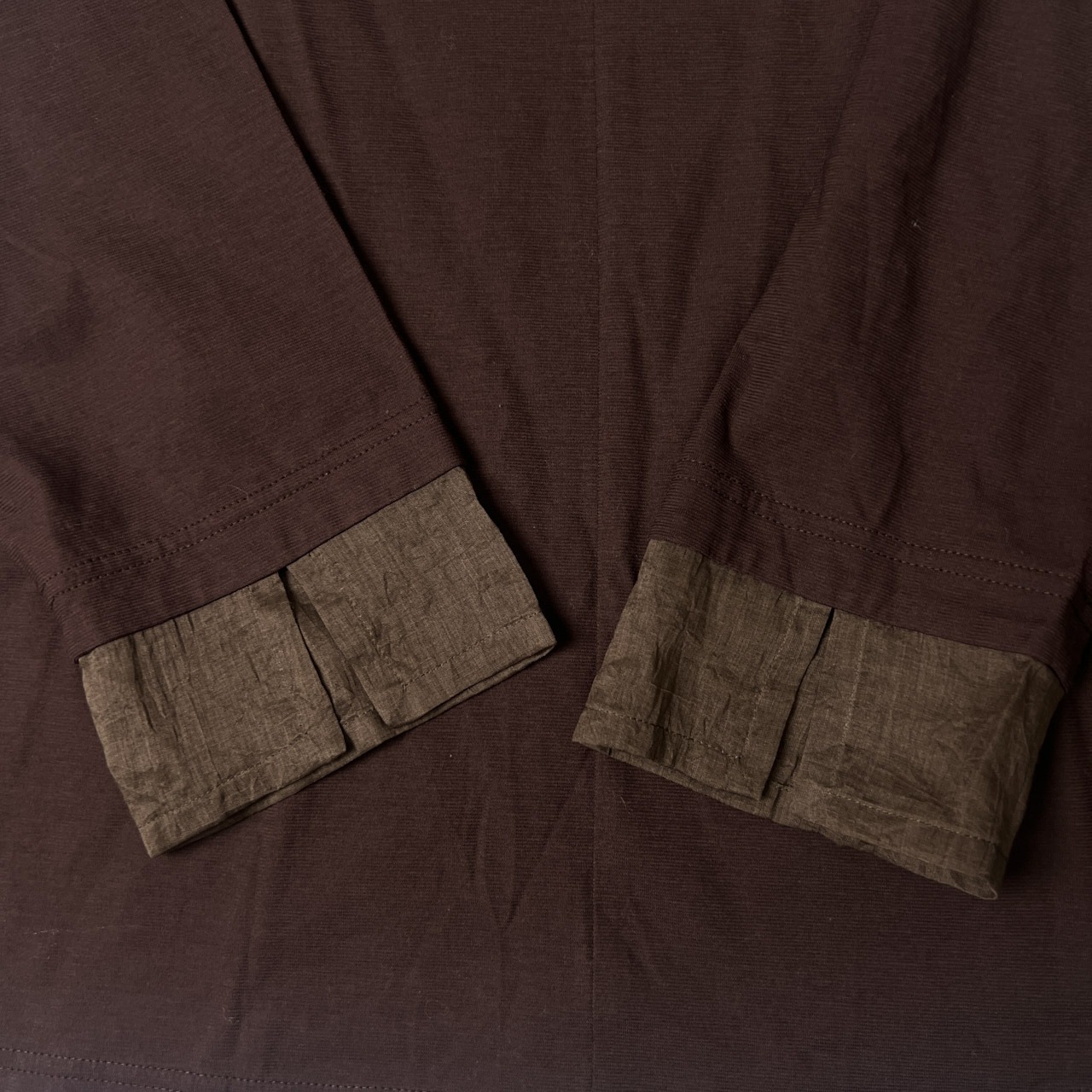 慈雨 ジウ センソユニコ レイヤード風 コットン 長袖Tシャツ 40/ブラウン/ブラウス