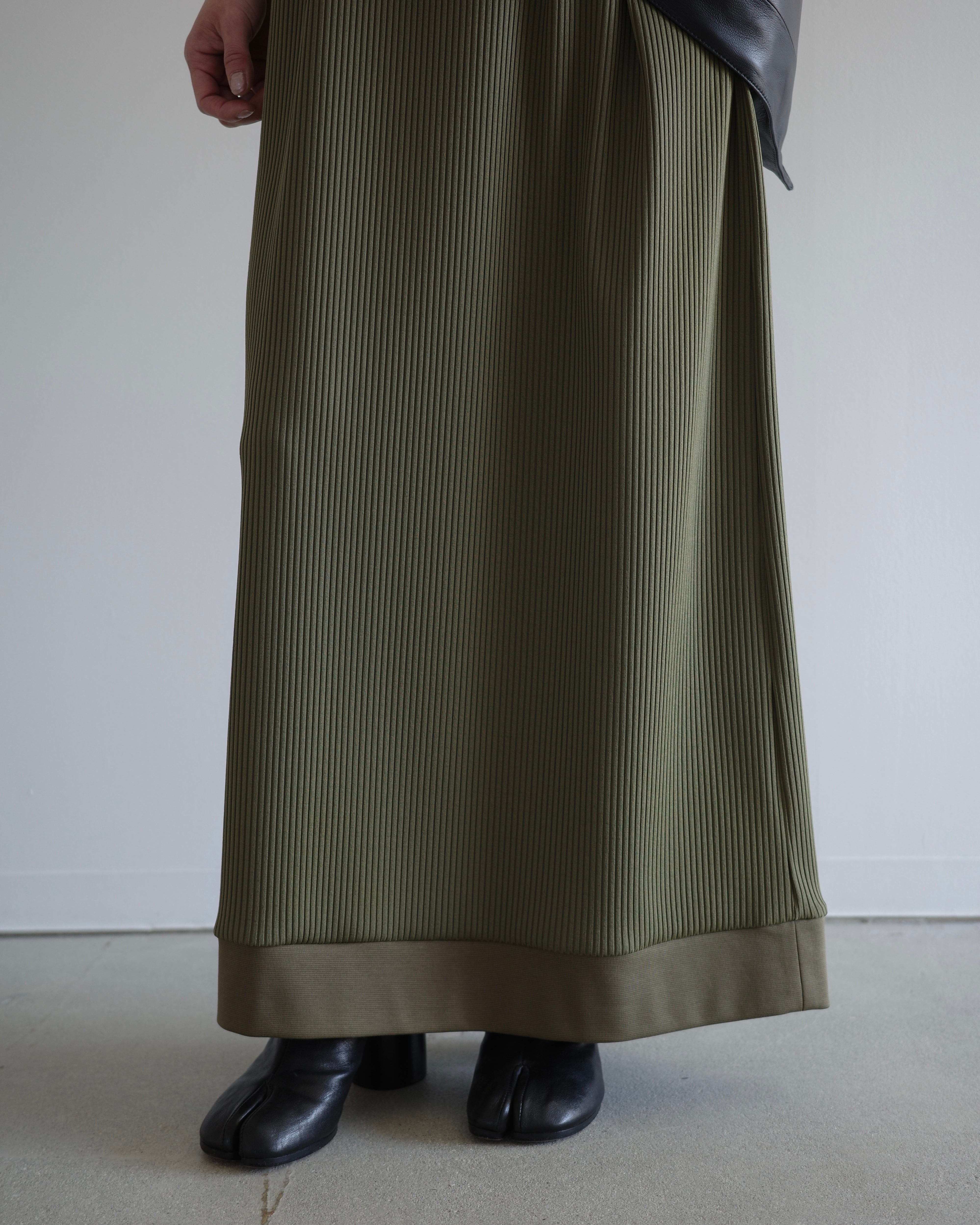 美品 ザリラクス 2WAYリブ切替ロングワンピース カーキグレー×ゴールド F THE RERACS / SLEEVELESS RIB DRESS | LA VILLA ROUGE