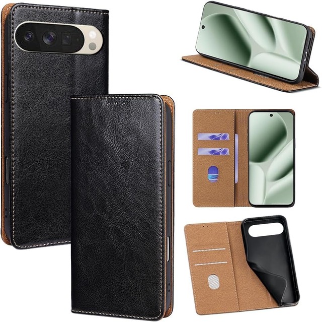 for Google Pixel 11/Google Pixel 11 Pro ケース 本革 手帳型 for グーグル ピクセル 11プロ 牛革 カバー 上品 レザー 横置きスタンド機能 カード収納 2枚 人気 マグネット搭載 耐衝撃 全面保護 シンプルカバー 便利 ハンドメイド 高質感牛革 おしゃれ 汗や指紋防止 肌触り良い 360度保護 男女兼用 COCOCLOUD ブラック