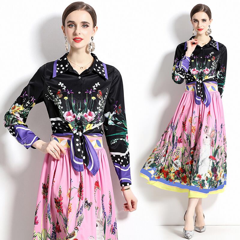 初回送料無料 秋新作 プリントおしゃれなワンピース レーディスファション商品 長袖ワンピース