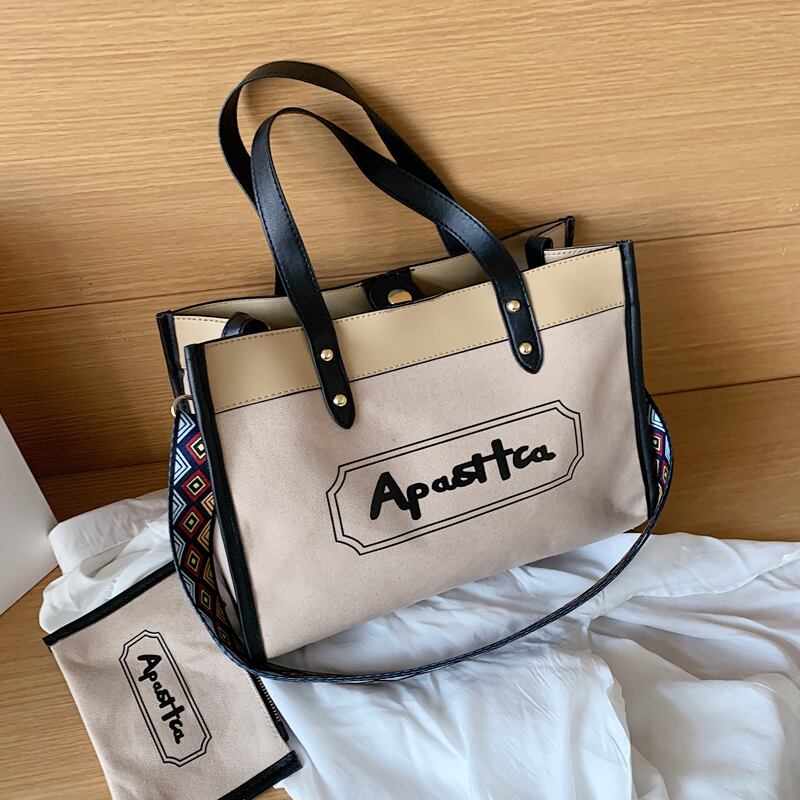 大容量バッグレディースバッグ2020新しい流行のファッションワイルドワンショルダーメッセンジャーキャンバスバッグネットレッドポータブルトートバッグ 手作りハンドバック29021050759