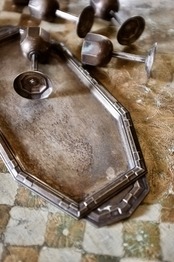 1900s フランス Georges Weinthal  アールデコ 多数派のオクトゴナル リキュールカップとトレイ  アンティーク