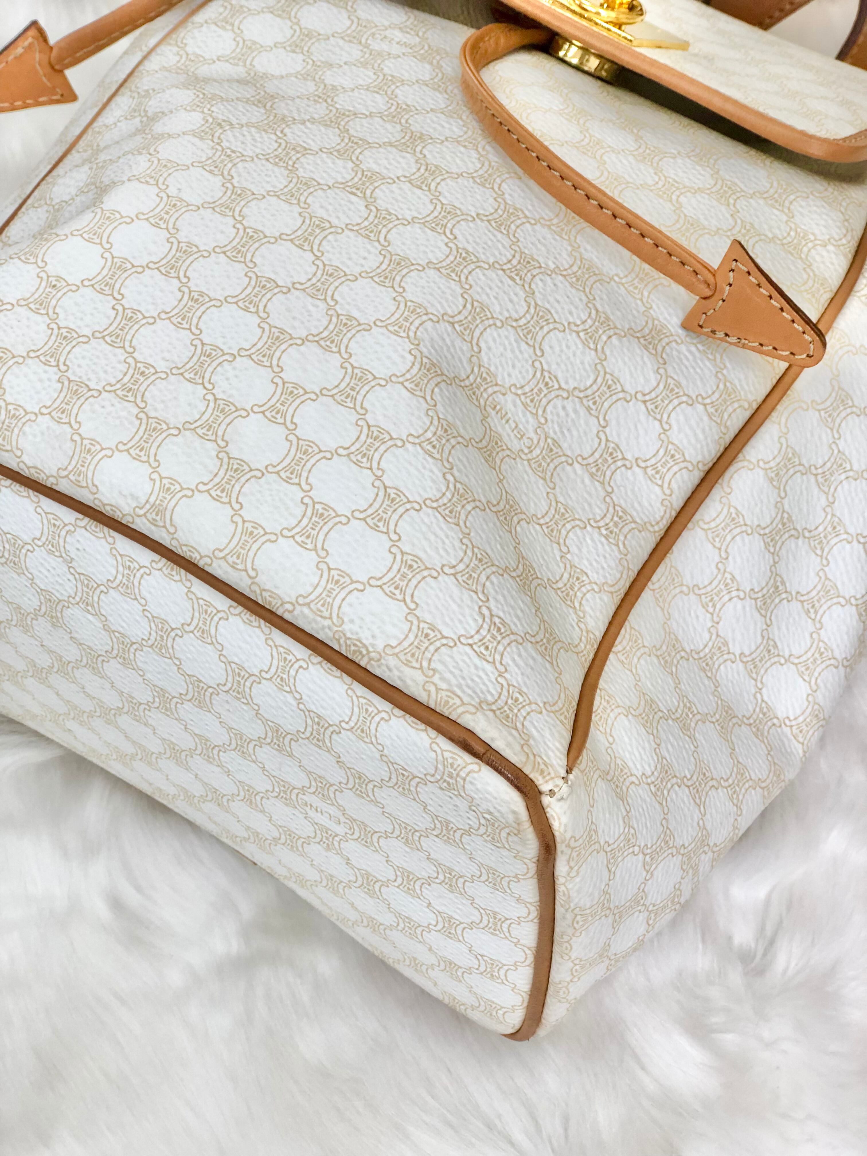 セリーヌ(Celine) セリーヌ クラッチバッグ マカダム ホワイト CELINE - セリーヌ CELINE ロゴ カバン ポーチ バイカラー