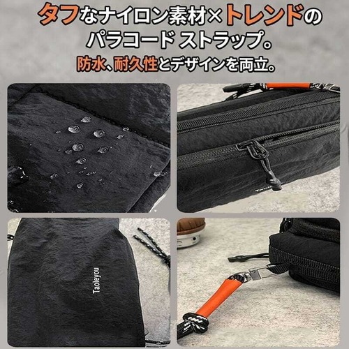 ショルダーバッグ サコッシュ スマホショルダー 軽量 125g ナイロン レディース メンズ ユニセックス 斜めがけ ミニショルダー ポーチ アウトドア フェス 旅行 小さめ コンパクト カジュアル シンプル 肩掛け 2層 5ポケット　cw-a-6702