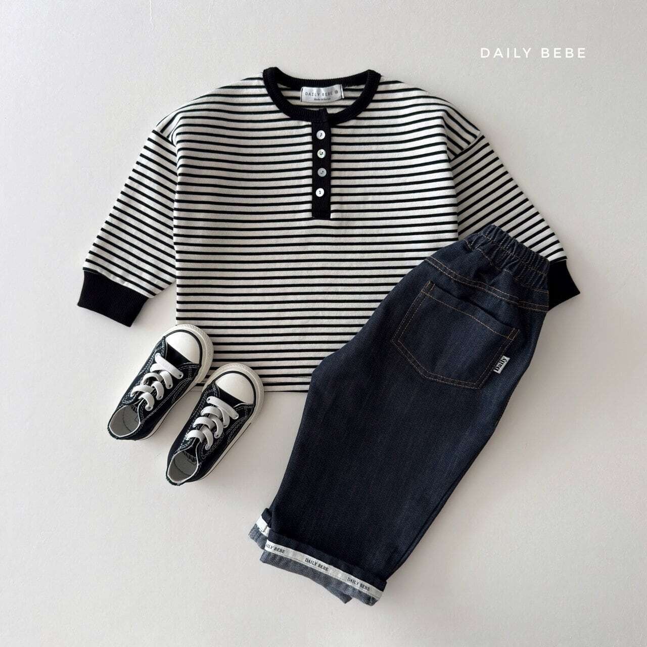 【取寄】Dailybebe ロールアップ ノンフェイド デニムパンツ｜秋服｜韓国子供服｜26/AT