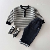 【取寄】Dailybebe ロールアップ ノンフェイド デニムパンツ｜秋服｜韓国子供服｜26/AT