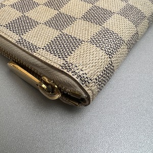 【最終処分SALE】LOUIS VUITTON ルイヴィトン ダミエ アズール M60029   二つ折り財布 ホワイト A-12035