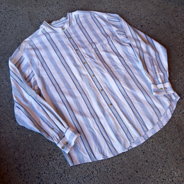 ストライプ バンドカラーシャツ used [109056]