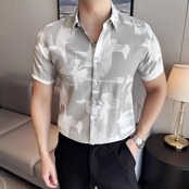 slim business print shirt 00345