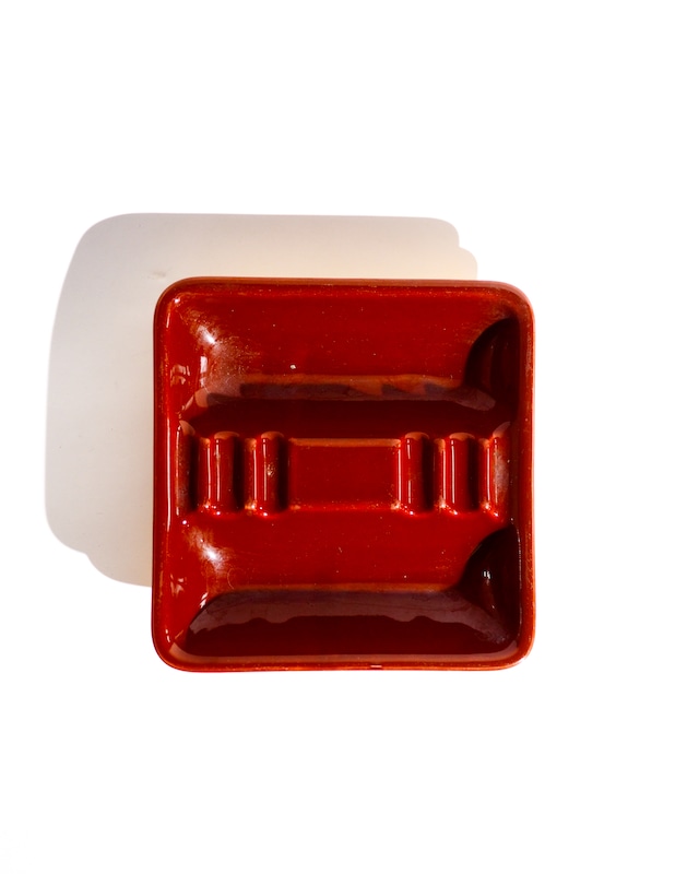 Brown & Mustard Ceramic Ashtray or Accessory Holder