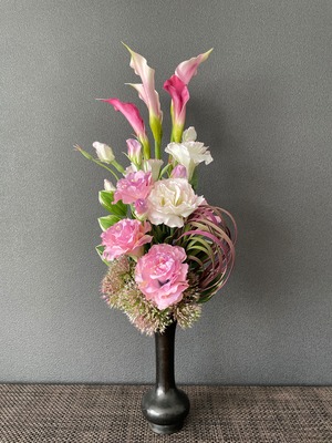 寺院用造花仏花　本堂の花　カラー＆トルコギキョウ　ピンクグラデーション