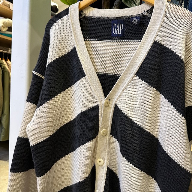 1990'S GAP BORDER COTTON CARDIGAN M