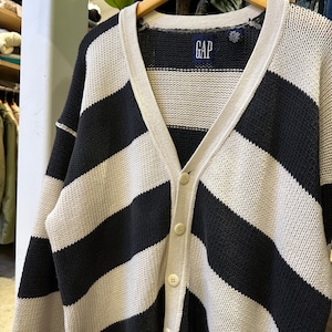 1990'S GAP BORDER COTTON CARDIGAN M